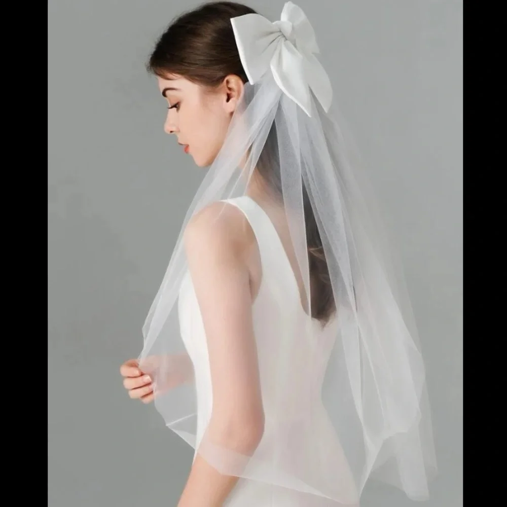 Anthro Bridal Tulle Bow Veil – Oversized Romantic Veil Bride 2026